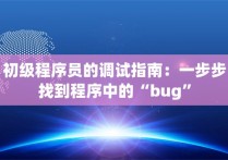 初级程序员的调试指南：一步步找到程序中的“bug”