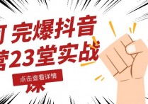 【说站】山河：完爆抖音运营23堂实战课